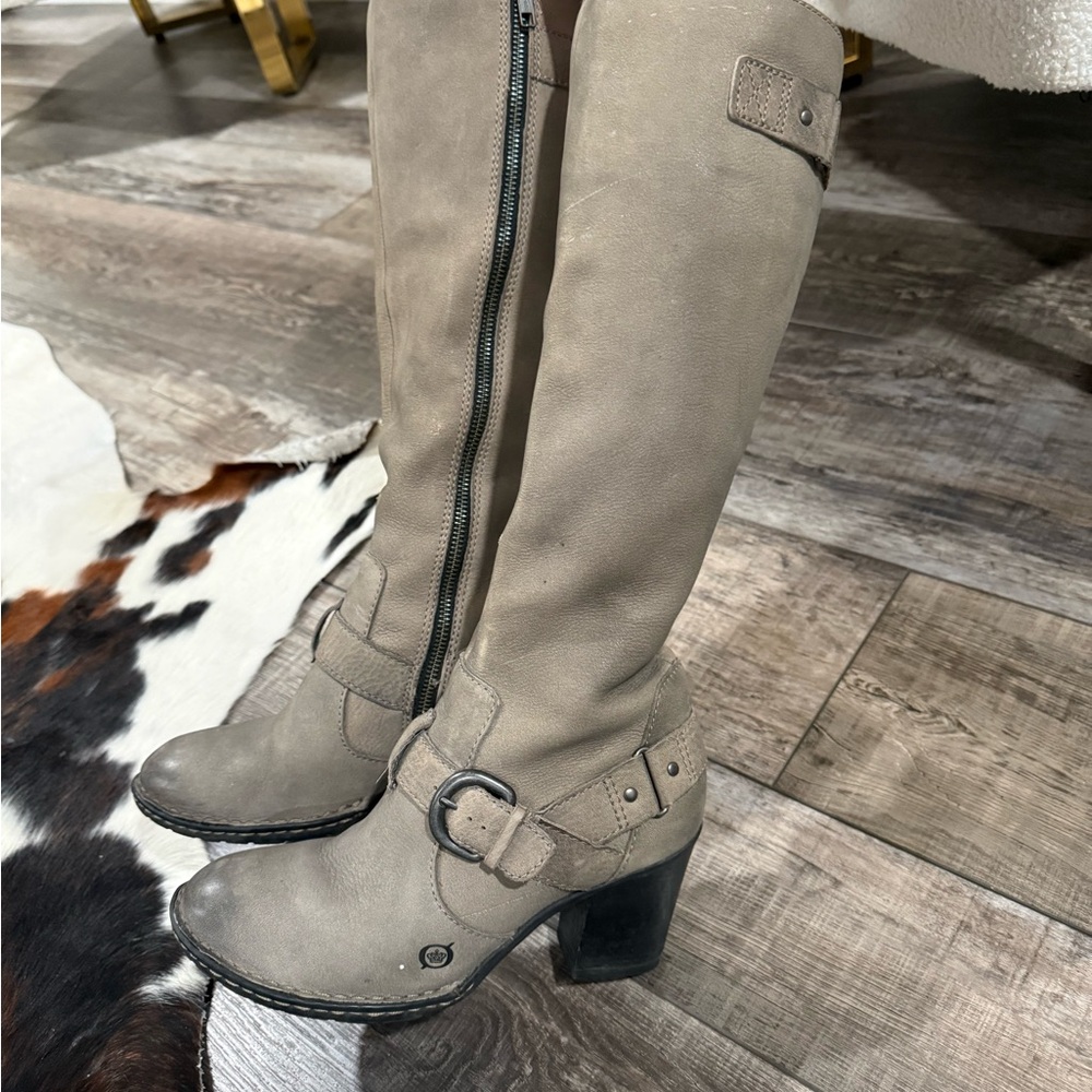 Born Taupe Heeled Boots - Picture 4 of 10